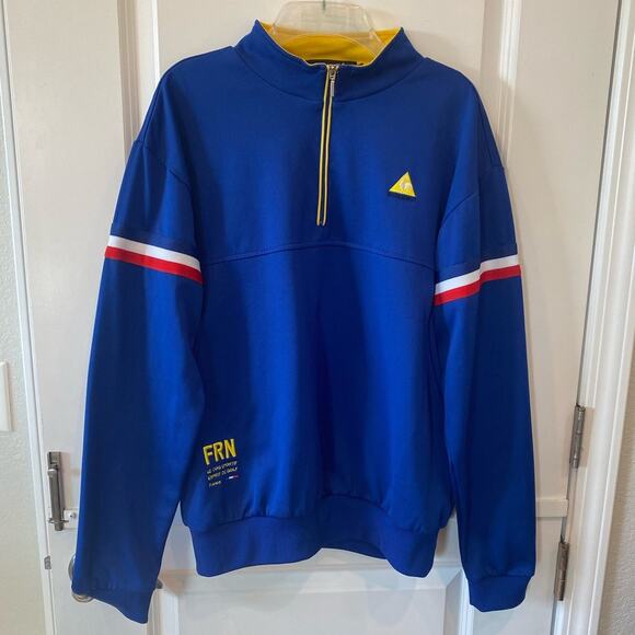 Le Coq Sportif Golf Men's Jacket Pullover 1/4 Zip Blue Yellow France Size Large - Picture 5 of 15
